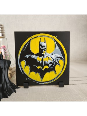 Altındal Home Batman Kabartmalı 3D Renkli Tablo + Stand  Dekor Dekorasyon