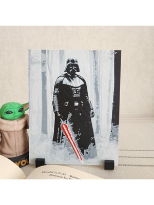 Altındal Home Kırmızı Işın Kılıcıyla Darth Vader Tablosu Kabartmalı 3D Renkli Tablo + Stand  Dekor Dekorasyon