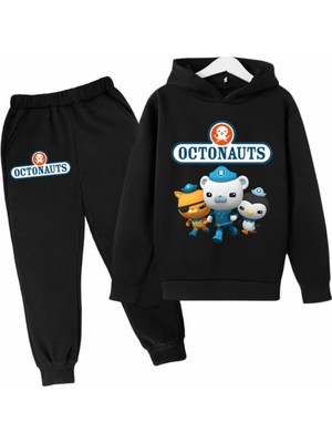 Kids Face Özel Tasarım Kapüşonlu Octonauts Baskılı Şardonlu Kışlık Erkek Çocuk Eşofman Takımı