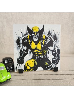 Altındal Home Kızgın Wolverine Tablosu  Kabartmalı 3D Renkli Tablo + Stand  Dekor Dekorasyon