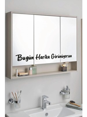 Dekoratif Ayna Sticker Bugün Harika Görünüyorsun Yazısı Motivasyon Cam Sticker