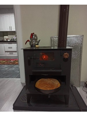 Kaan Kuzine Izgaralı Şömine Soba Fırınlı Odun Kömür Kuzinesi Isınma Pişirme Sobası