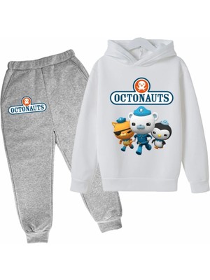 Kids Face Özel Tasarım Kapüşonlu Octonauts Baskılı Şardonlu Kışlık Erkek Çocuk Eşofman Takımı