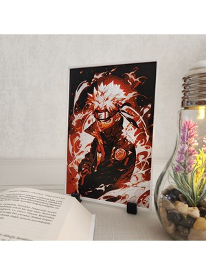 Altındal Home Ateş Saçan Naruto Uzumaki Kabartmalı 3D Renkli Tablo + Stand  Dekor Dekorasyon