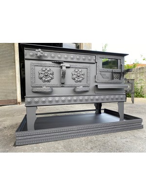 Kaan Kuzine Şömineli Kuzine Soba Tuğlalı Döküm Izgaralı Kömür Sobası Fırınlı Isınma Pişirme Ocağı