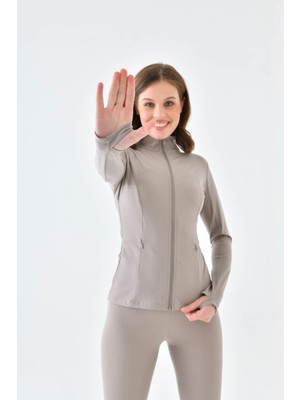 Kadın Sporcu Hırkası Slim Fit Comfort Light Warm