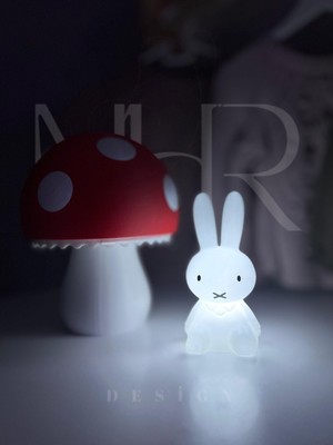 MHR Desing Miffy Tavşan Gece Lambası Küçük Boy 12  cm  Beyaz Işık