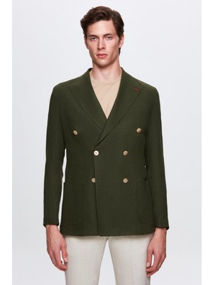 Ds Damat Regular Fit Haki Düz Kumaş Ceket