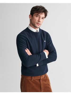 Gant Erkek Lacivert Regular Fit Bisiklet Yaka Kazak 8030210.433