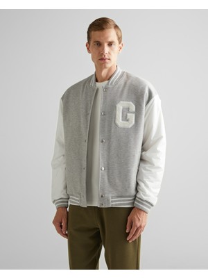 Gant Erkek Gri Relaxed Fit Hakim Yaka Logolu Bomber Ceket 2524344T.93