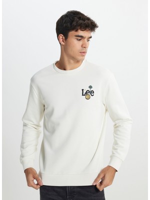 Lee Bisiklet Yaka Ekru Erkek Sweatshırt L242503104 Ekru Sweatshirt