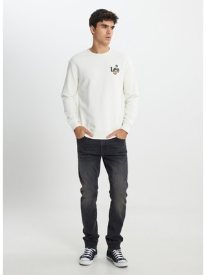 Lee Bisiklet Yaka Ekru Erkek Sweatshırt L242503104 Ekru Sweatshirt