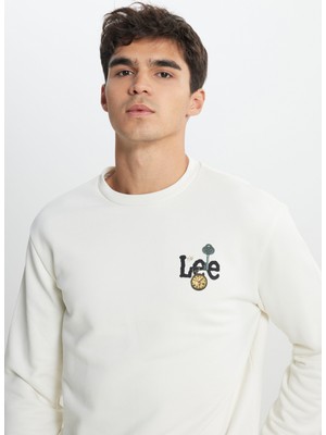 Lee Bisiklet Yaka Ekru Erkek Sweatshırt L242503104 Ekru Sweatshirt