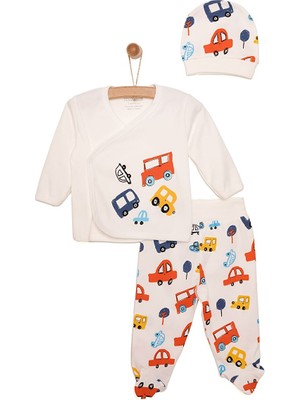 HelloBaby Yenidoğan Erkek Bebek Taşıtlar Zıbın-Şapka-Patikli Alt 3lü Set Erkek Bebek