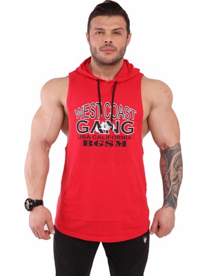 Big Sam Kolsuz Kapşonlu Fitness Antrenman Tişörtü Big Sam Kırmızı 2306