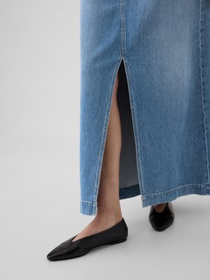 Kadın Mavi Ultrasoft Denim Midi Etek