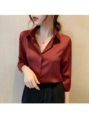 Boby Silk - %100 Ipek Kadın Gömlek - Tam Kalıp Pensli
