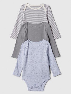 Gap Bebek Mavi %100 Organik Pamuk 3'lü Bodysuit Seti