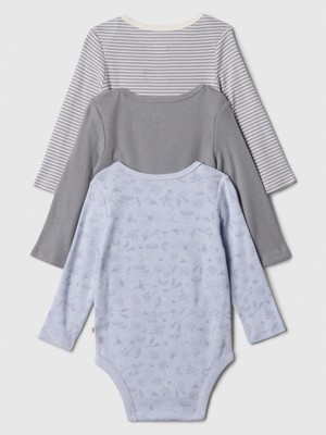 Gap Bebek Mavi %100 Organik Pamuk 3'lü Bodysuit Seti