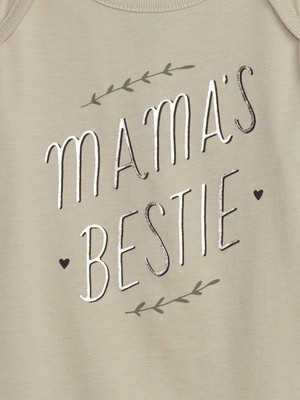 Kız Bebek Bej %100 Organik Pamuk Mix And Match Grafikli Bodysuit