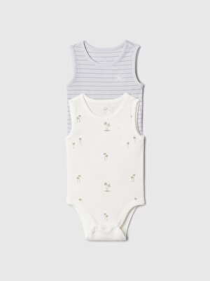 Bebek Gri First Favorites Fitilli 2'li Bodysuit Seti