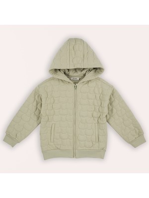 Erkek Çocuk Kedi Kapitoneli Fermuarlı Yeşil Sweatshirt