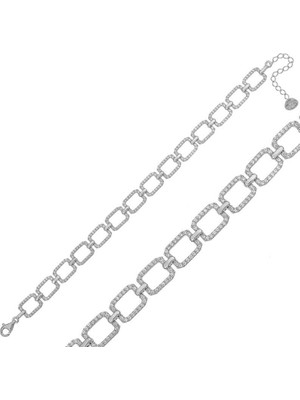 Turtcest 925 Ayar Gümüş Kare Taşlı Bileklik