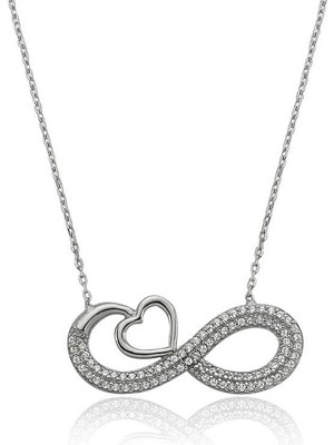 Turtcest 925 Ayar Gümüş Kalpli Sonsuzluk Kadın Gümüş Kolye