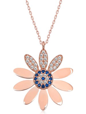 Turtcest 925 Ayar Gümüş Rose Nazarlı Papatya Kadın Gümüş Kolye