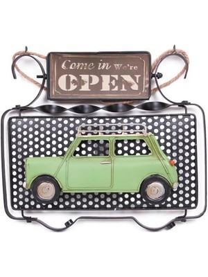 Turtcest Dekoratif Metal Kapı Yazısı Araba Dekorlu Vintage Hediyelik