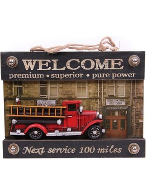 Turtcest Dekoratif Metal Kapı Yazısı Itfaiye Aracı Dekorlu Hediyelik