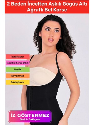 Vücut Şekillendirici Toparlayıcı Sıkılaştırıcı 2 Beden Incelten Askılı Gögüs Altı Ağraflı Bel Korse
