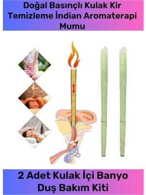 Özel Üretim Doğal Basınçlı Kulak Kir Temizleme Indian Aromaterapi Mumu - 2 Adet