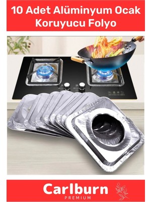 Carlburn Özel Üretim Estetik Görünümlü Pratik Şık Dayanıklı Gümüş Alüminyum Ocak Koruyucu Folyo - 10 Adet