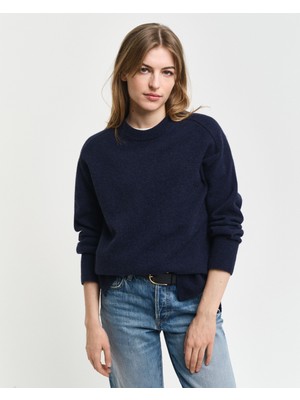 Gant Kadın Lacivert Relaxed Fit Bisiklet Yaka Kazak 4805267.433