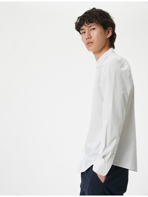 Koton Slim Fit Gömlek Yarım Italyan Yaka Düğmeli Pamuklu