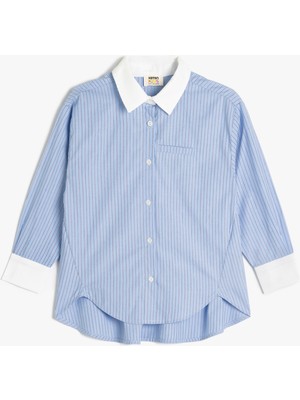 Koton Oversize Uzun Kollu Renk Bloklu Pamuklu