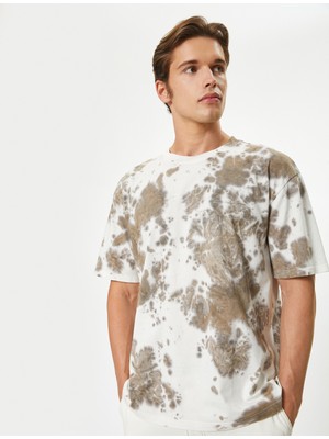 Koton Oversize Tişört Batik Desenli Kısa Kollu Bisiklet Yaka Pamuklu