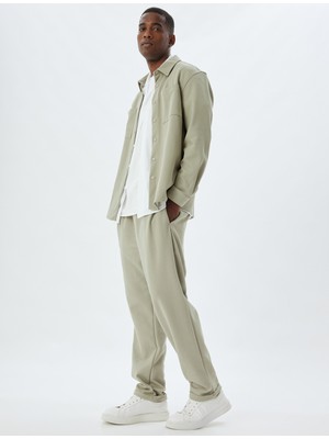 Koton Slim Fit Pantolon Beli Bağcıklı Cep Detaylı Pamuk Karışımlı
