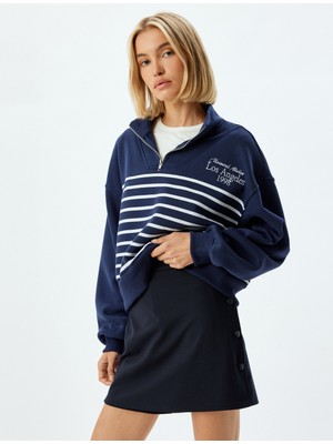 Koton Kruvaze Şort Etek Mini Düğme Detaylı Standart Bel