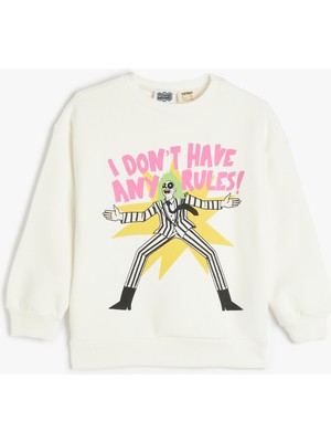 Koton Beetlejuice Sweatshirt Lisanslı Uzun Kollu Bisiklet Yaka