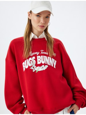 Koton Bugs Bunny Oversize Sweatshirt Arkası Baskılı Şardonlu Lisanslı