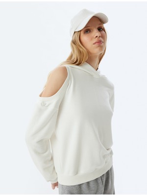 Koton Oversize Sweatshirt Kapüşonlu Pencere Detaylı Uzun Kollu