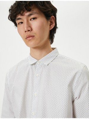 Koton Slim Fit Gömlek Yarım Italyan Yaka Düğmeli Pamuklu