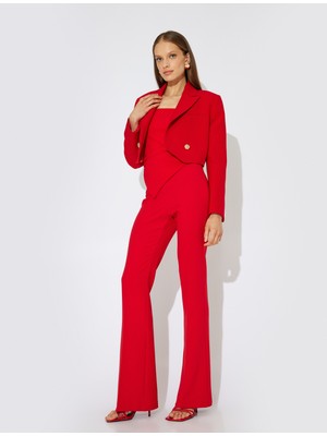 Koton x Zeynep Bastık - Crop Blazer Ceket Asimetrik Kruvaze Ters Yaka