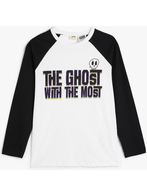 Koton Beetlejuice Tişört Lisanslı Uzun Kollu Bisiklet Yaka