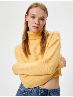 Koton Crop Triko Kazak Balıkçı Yaka Uzun Kollu Akrilik Karışımlı