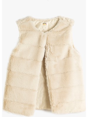 Koton Peluş Yelek Yuvarlak Yaka Kolsuz