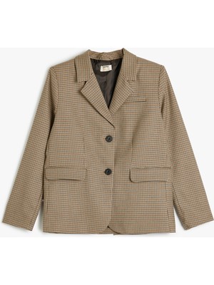 Koton Blazer Ceket Klasik Yaka Cep Detaylı Uzun Kollu Düğmeli