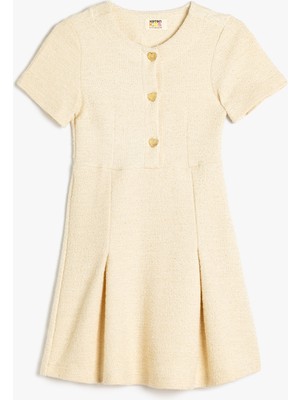 Koton Tüvit Elbise Yuvarlak Yaka Kısa Kollu Kalp Detaylı